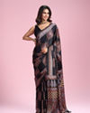 Radiant Black Satin Saree
